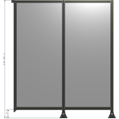 B6-2135-1800-0150-TYPFA DOUBLE PANEL-LEGS ON RIGHT AND CENTER, TIE PLATE ON LEFT 2135MM X 1800MM  1/4" POLYCARB, ASSEMBLED