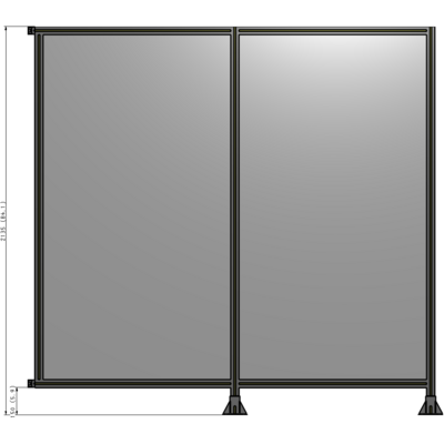 B6-2135-2200-0150-HYPFK DOUBLE PANEL-LEGS ON RIGHT AND CENTER WITH HINGES 2135MM X  2200MM  1/4" POLYCARBONATE, AS A KIT