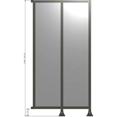 B6-2400-1200-0150-HYPFA DOUBLE PANEL-LEGS ON RIGHT AND CENTER WITH HINGES 2400MM X 1200MM  1/4" POLYCARBONATE, ASSEMBLED