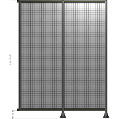 B6-2400-1800-0150-HYMFA DOUBLE PANEL-LEGS ON RIGHT AND CENTER WITH HINGES 2400MM X 1800MM  1" MESH, FULLY ASSEMBLED