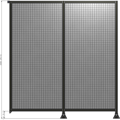 B6-2400-2200-0150-TYMFA DOUBLE PANEL-LEGS ON RIGHT AND CENTER, TIE PLATE ON LEFT 2400MM X 2200MM  1" MESH, FULLY ASSEMBLED