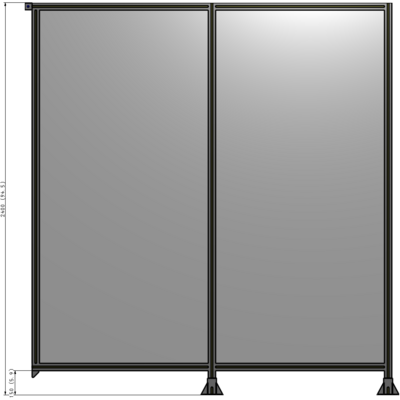 B6-2400-2200-0150-TYPFK DOUBLE PANEL-LEGS ON RIGHT AND CENTER, TIE PLATE ON LEFT 2400MM X 2200MM  1/4" POLYCARBONATE, AS KIT