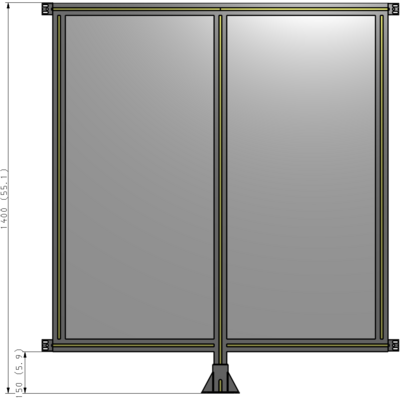 B7-1400-1200-0150-HYPFK DOUBLE PANEL-LEG IN CENTER AND HINGE CONNECTORS 1400MM X 1200MM  1/4" POLYCARBONATE, ASSEMBLED