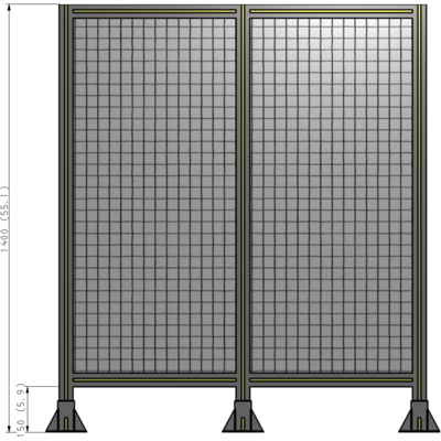B8-1400-1200-0150-ZYMFA DOUBLE PANEL-3 LEGS 1400MM X 1200MM 1" MESH, FULLY ASSEMBLED
