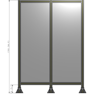 B8-1700-1200-0150-ZYPFA DOUBLE PANEL-3 LEGS  1700MM X 1200MM  1/4" POLYCARBONATE, FULLY ASSEMBLED