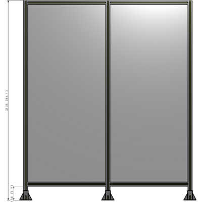 B8-2135-1800-0150-ZYPFA DOUBLE PANEL-3 LEGS  2135MM X 1800MM  1/4" POLYCARBONATE, FULLY ASSEMBLED
