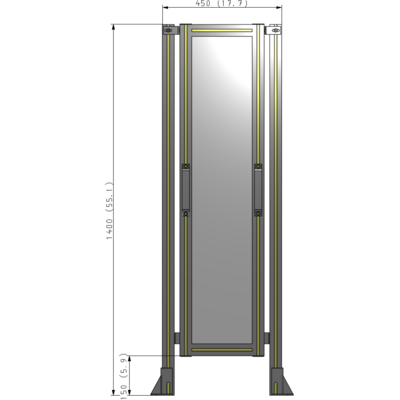 E3-1400-0450-0150-GYPTA SINGLE REMOVABLE PANEL WITH LEGS 1400MM X 450MM 1/4" POLYCARBONATE, FULLY ASSEMBLED