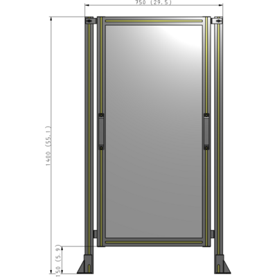 E3-1400-0750-0150-GYPTA SINGLE REMOVABLE PANEL WITH LEGS 1400MM X 750MM 1/4" POLYCARBONATE, FULLY ASSEMBLED
