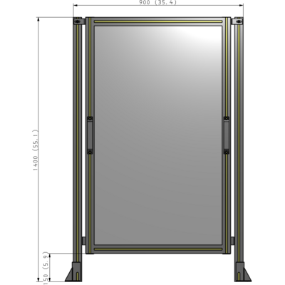 E3-1400-0900-0150-GYPTA SINGLE REMOVABLE PANEL WITH LEGS 1400MM X 900MM 1/4" POLYCARBONATE, FULLY ASSEMBLED
