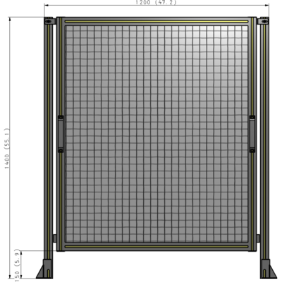 E3-1400-1200-0150-GYMTK SINGLE REMOVABLE PANEL WITH LEGS 1400MM X 1200MM 1" MESH, AS A KIT