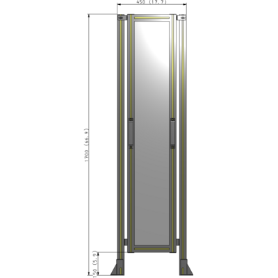 E3-1700-0450-0150-GYPTA SINGLE REMOVABLE PANEL WITH LEGS 1700MM X 450MM 1/4" POLYCARBONATE, FULLY ASSEMBLED