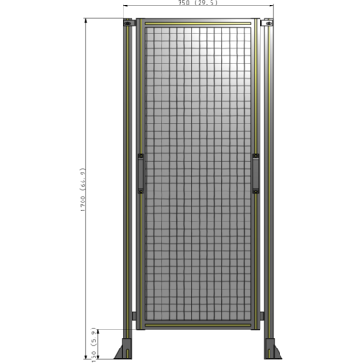E3-1700-0750-0150-GYMTA SINGLE REMOVABLE PANEL WITH LEGS 1700MM X 750MM 1" MESH, FULLY ASSEMBLED