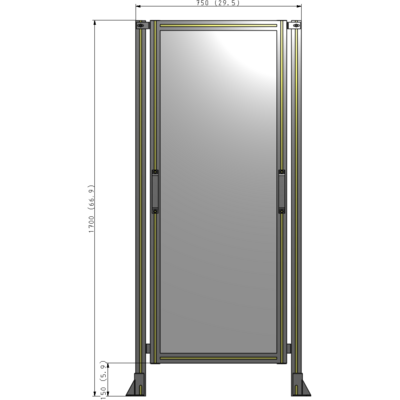 E3-1700-0750-0150-GYPTK SINGLE REMOVABLE PANEL WITH LEGS 1700MM X 750MM 1/4" POLYCARBONATE, AS A KIT