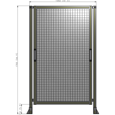 E3-1700-1050-0150-GYMTA SINGLE REMOVABLE PANEL WITH LEGS 1700MM X 1050MM 1" MESH, FULLY ASSEMBLED