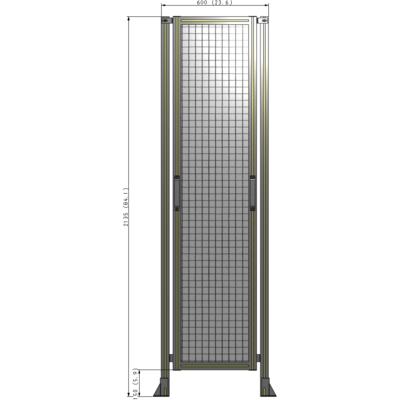 E3-2135-0600-0150-GYMTA SINGLE REMOVABLE PANEL WITH LEGS 2135MM X 600MM 1" MESH, FULLY ASSEMBLED