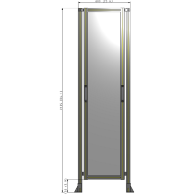 E3-2135-0600-0150-GYPTK SINGLE REMOVABLE PANEL WITH LEGS 2135MM X 600MM 1/4" POLYCARBONATEONATE, AS A KIT