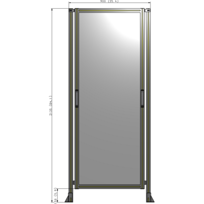 E3-2135-0900-0150-GYPTA SINGLE REMOVABLE PANEL WITH LEGS 2135MM X 900MM 1/4" POLYCARBONATE, FULLY ASSEMBLED