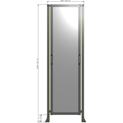 E3-2400-0750-0150-GYPTK SINGLE REMOVABLE PANEL WITH LEGS 2400MM X 750MM 1/4" POLYCARBONATE, FULLY ASSEMBLED