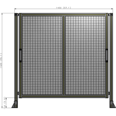 E4-1400-1450-0150-GYMTA DOUBLE REMOVABLE PANEL WITH LEGS  1400MM X 1450MM 1" MESH, FULLY ASSEMBLED