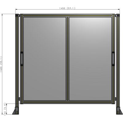 E4-1400-1450-0150-GYPTA DOUBLE REMOVABLE PANEL WITH LEGS  1400MM X 1450MM 1/4" POLYCARBONATE, FULLY ASSEMBLED