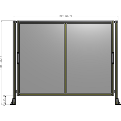 E4-1400-1750-0150-GYPTA DOUBLE REMOVABLE PANEL WITH LEGS  1400MM X 1750MM 1/4" POLYCARBONATE, FULLY ASSEMBLED