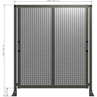 E4-1700-1450-0150-GYMTK DOUBLE REMOVABLE PANEL WITH LEGS 1700MM X 1450MM 1" MESH, AS A KIT
