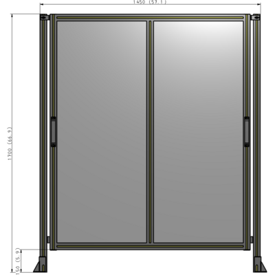 E4-1700-1450-0150-GYPTA DOUBLE REMOVABLE PANEL WITH LEGS  1700MM X 1450MM 1/4" POLYCARBONATE, FULLY ASSEMBLED