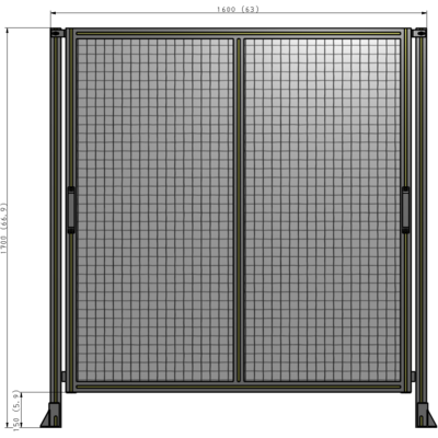 E4-1700-1600-0150-GYMTA DOUBLE REMOVABLE PANEL WITH LEGS  1700MM X 1600MM 1" MESH, FULLY ASSEMBLED