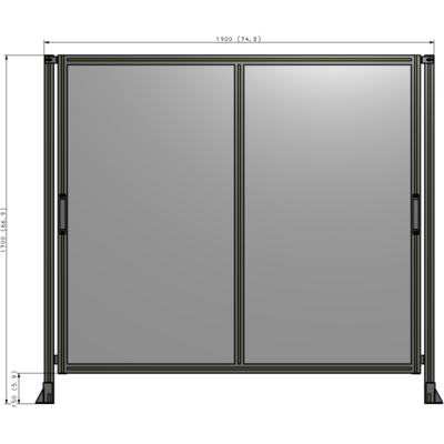 E4-1700-1900-0150-GYPTK DOUBLE REMOVABLE PANEL WITH LEGS 1700MM X 1900MM 1/4" POLYCARBONATE, AS A KIT