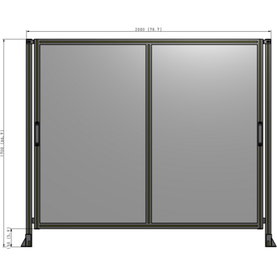 E4-1700-2000-0150-GYPTA DOUBLE REMOVABLE PANEL WITH LEGS  1700MM X 2000MM 1/4" POLYCARBONATE, FULLY ASSEMBLED