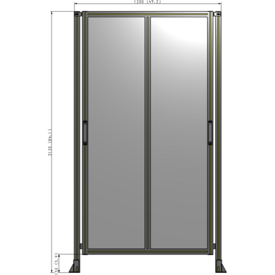 E4-2135-1200-0150-GYPTA DOUBLE REMOVABLE PANEL WITH LEGS  2135MM X 1200MM 1/4" POLYCARBONATE, FULLY ASSEMBLED