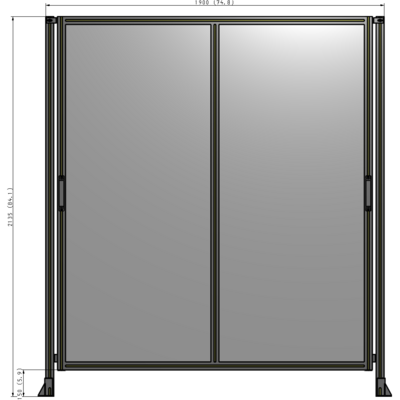E4-2135-1900-0150-GYPTK DOUBLE REMOVABLE PANEL WITH LEGS 2135MM X 1900MM 1/4" POLYCARBONATE, AS A KIT