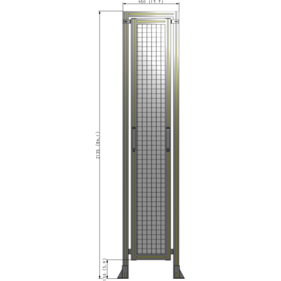 E5-2135-0450-0150-GYMTA SINGLE REMOVABLE PANEL WITH LEGS AND A HEADER  2135MM X 450MM 1" MESH, FULLY ASSEMBLED