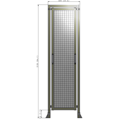 E5-2135-0600-0150-GYMTK SINGLE REMOVABLE PANEL WITH LEGS AND A HEADER  2135MM X 600MM 1" MESH, AS A KIT