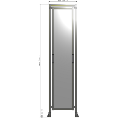 E5-2400-0600-0150-GYPTK SINGLE REMOVABLE PANEL WITH LEGS AND A HEADER  2400MM X 600MM 1/4" POLYCARBONATE, AS A KIT