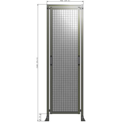 E5-2400-0750-0150-GYMTA SINGLE REMOVABLE PANEL WITH LEGS AND A HEADER  2400MM X 750MM 1" MESH, FULLY ASSEMBLED