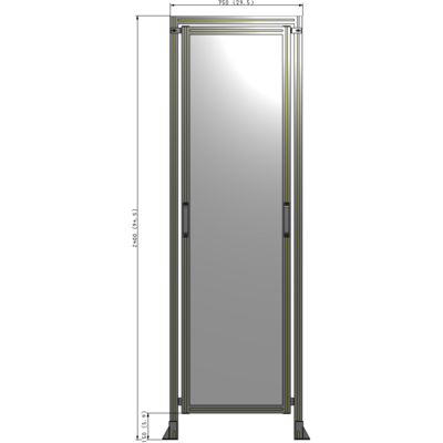 E5-2400-0750-0150-GYPTA SINGLE REMOVABLE PANEL WITH LEGS AND A HEADER  2400MM X 750MM 1/4" POLYCARBONATE, FULLY ASSEMBLED