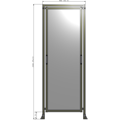 E5-2400-0900-0150-GYPTA SINGLE REMOVABLE PANEL WITH LEGS AND A HEADER  2400MM X 900MM 1/4" POLYCARBONATE, FULLY ASSEMBLED