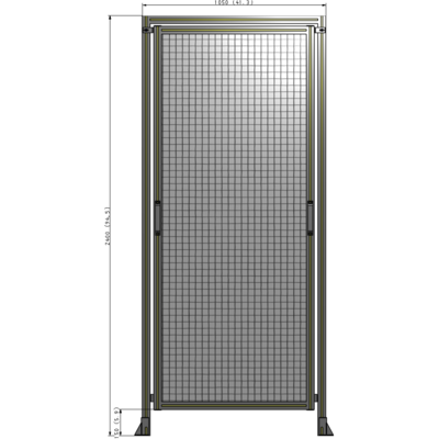 E5-2400-1050-0150-GYMTK SINGLE REMOVABLE PANEL WITH LEGS AND A HEADER  2400MM X 1050MM 1" MESH, AS A KIT