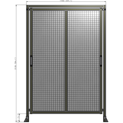 E6-2135-1450-0150-GYMTA DOUBLE REMOVABLE PANEL WITH LEGS AND A HEADER  2135MM X 1450MM 1" MESH, FULLY ASSEMBLED