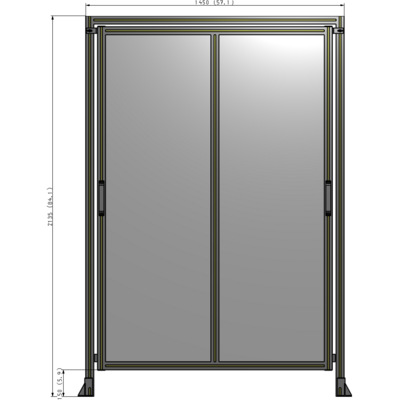 E6-2135-1450-0150-GYPTK DOUBLE REMOVABLE PANEL WITH LEGS AND A HEADER 2135MM X 1450MM 1/4" POLYCARBONATE, AS A KIT