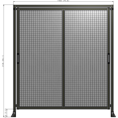 E6-2135-1900-0150-GYMTA DOUBLE REMOVABLE PANEL WITH LEGS AND A HEADER  2135MM X 1900MM 1" MESH, FULLY ASSEMBLED
