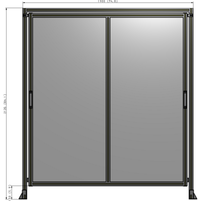 E6-2135-1900-0150-GYPTK DOUBLE REMOVABLE PANEL WITH LEGS AND A HEADER  2135MM X 1900MM 1/4" POLYCARBONATE, AS A KIT