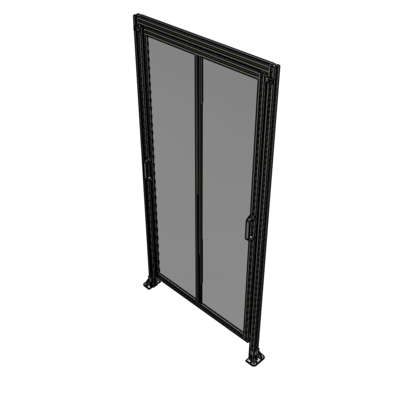 E6-2400-1200-0150-GYPTA DOUBLE REMOVABLE PANEL WITH LEGS AND A HEADER 2400MM X 1200MM 1/4" POLYCARBONATE, FULLY ASSEMBLED