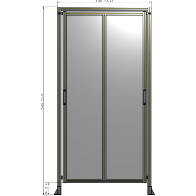 E6-2400-1200-0150-GYPTK DOUBLE REMOVABLE PANEL WITH LEGS AND A HEADER 2400MM X 1200MM 1/4" POLYCARBONATE, AS A KIT