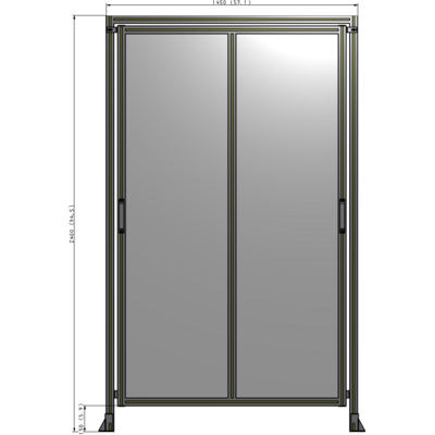 E6-2400-1450-0150-GYPTA DOUBLE REMOVABLE PANEL WITH LEGS AND A HEADER 2400MM X 1450MM 1/4" POLYCARBONATE, FULLY ASSEMBLED
