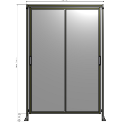 E6-2400-1600-0150-GYPTA DOUBLE REMOVABLE PANEL WITH LEGS AND A HEADER 2400MM X 1600MM 1/4" POLYCARBONATE, FULLY ASSEMBLED