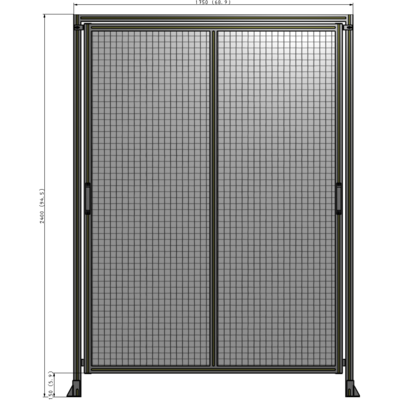 E6-2400-1750-0150-GYMTA DOUBLE REMOVABLE PANEL WITH LEGS AND A HEADER 2400MM X 1750MM 1" MESH, FULLY ASSEMBLED