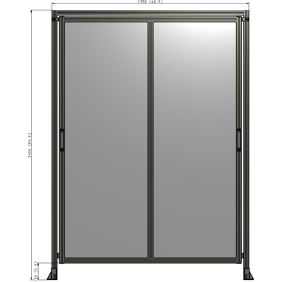 E6-2400-1750-0150-GYPTA DOUBLE REMOVABLE PANEL WITH LEGS AND A HEADER  2400MM X 1750MM 1/4" POLYCARBONATE, FULLY ASSEMBLED