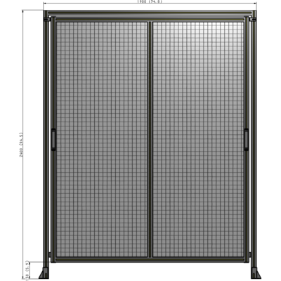 E6-2400-1900-0150-GYMTA DOUBLE REMOVABLE PANEL WITH LEGS AND A HEADER  2400MM X 1900MM 1" MESH, FULLY ASSEMBLED